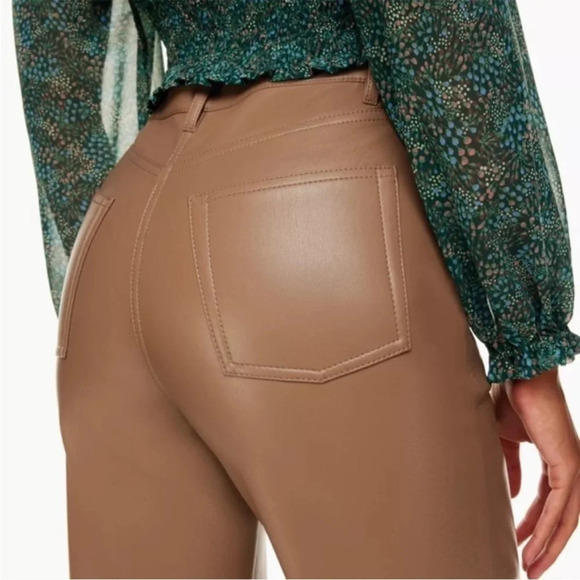 Aritzia Wilfred The Melina Pant Vegan Leather Brown Size 12 - Picture 4 of 10